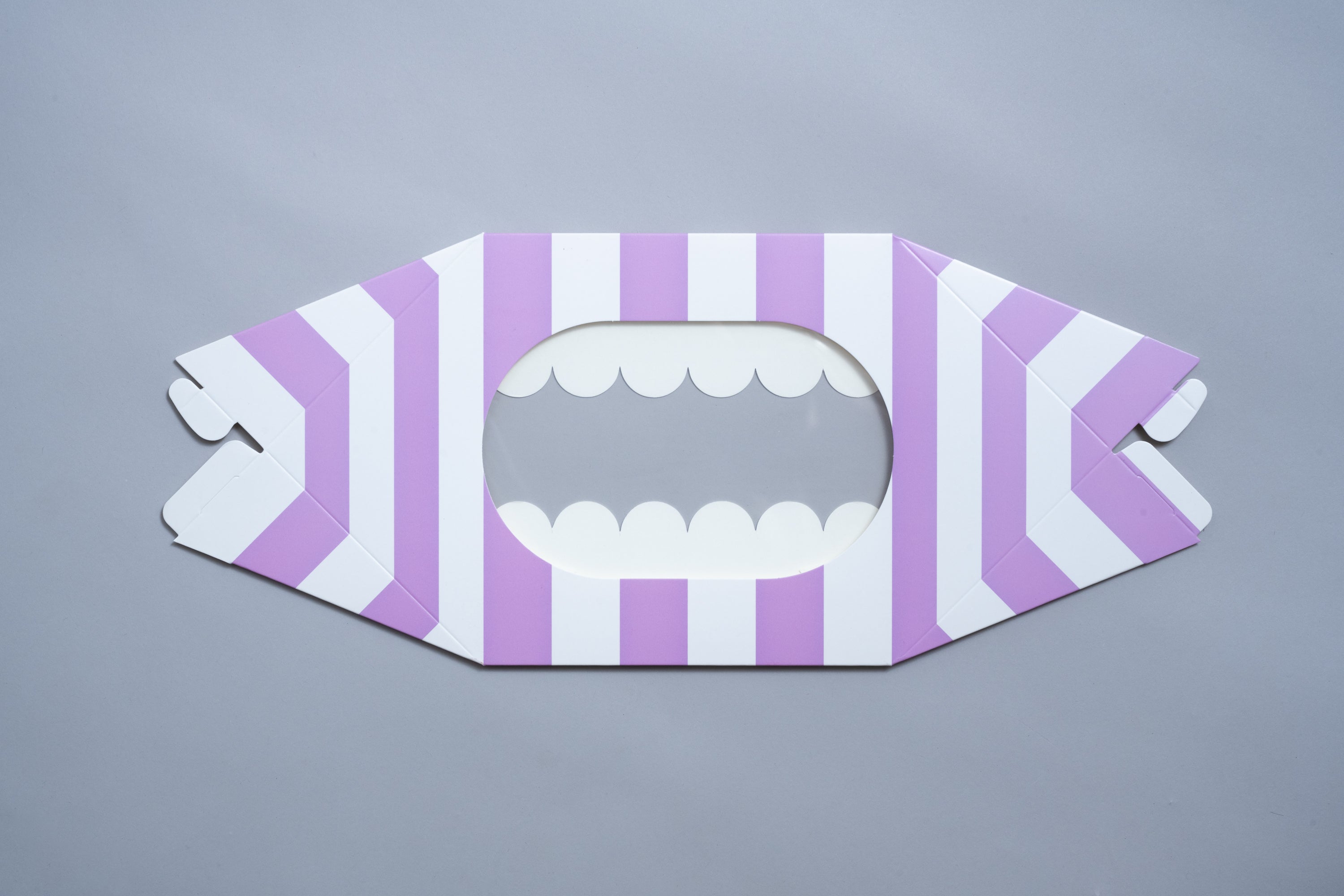 6 count  Purple and white striped Cupcake Boxes
